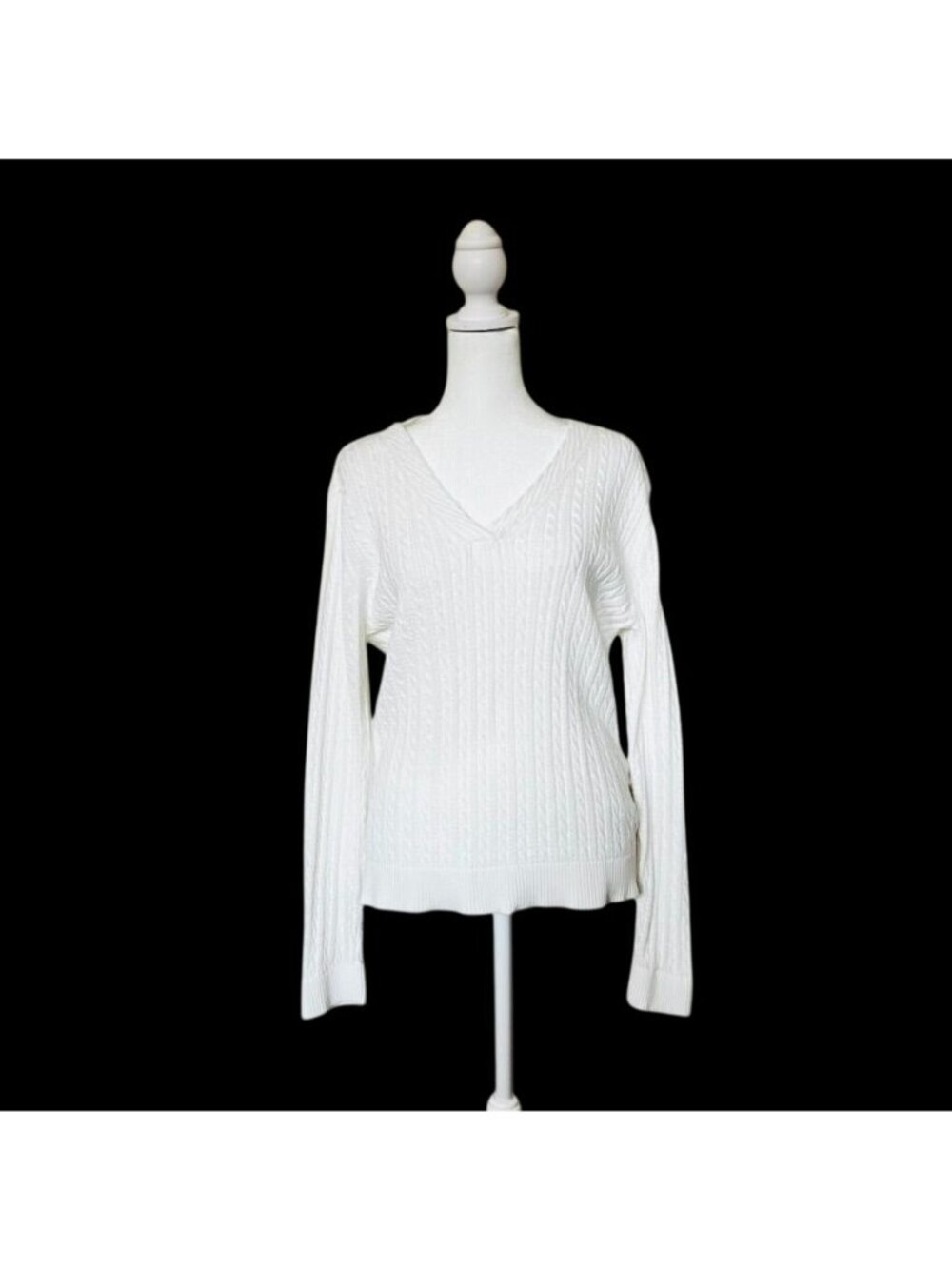 Talbots Cable Knit Sweater L Pima Cotton Light Academia Fisherman Preppy - Picture 2 of 12